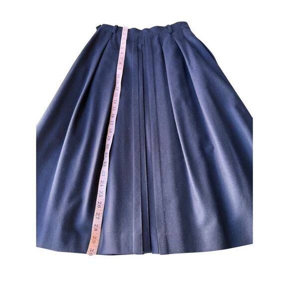 Vintage Geiger Austria 100% Wool Navy Blue A-Line Pleated Midi Skirt - Picture 10 of 11